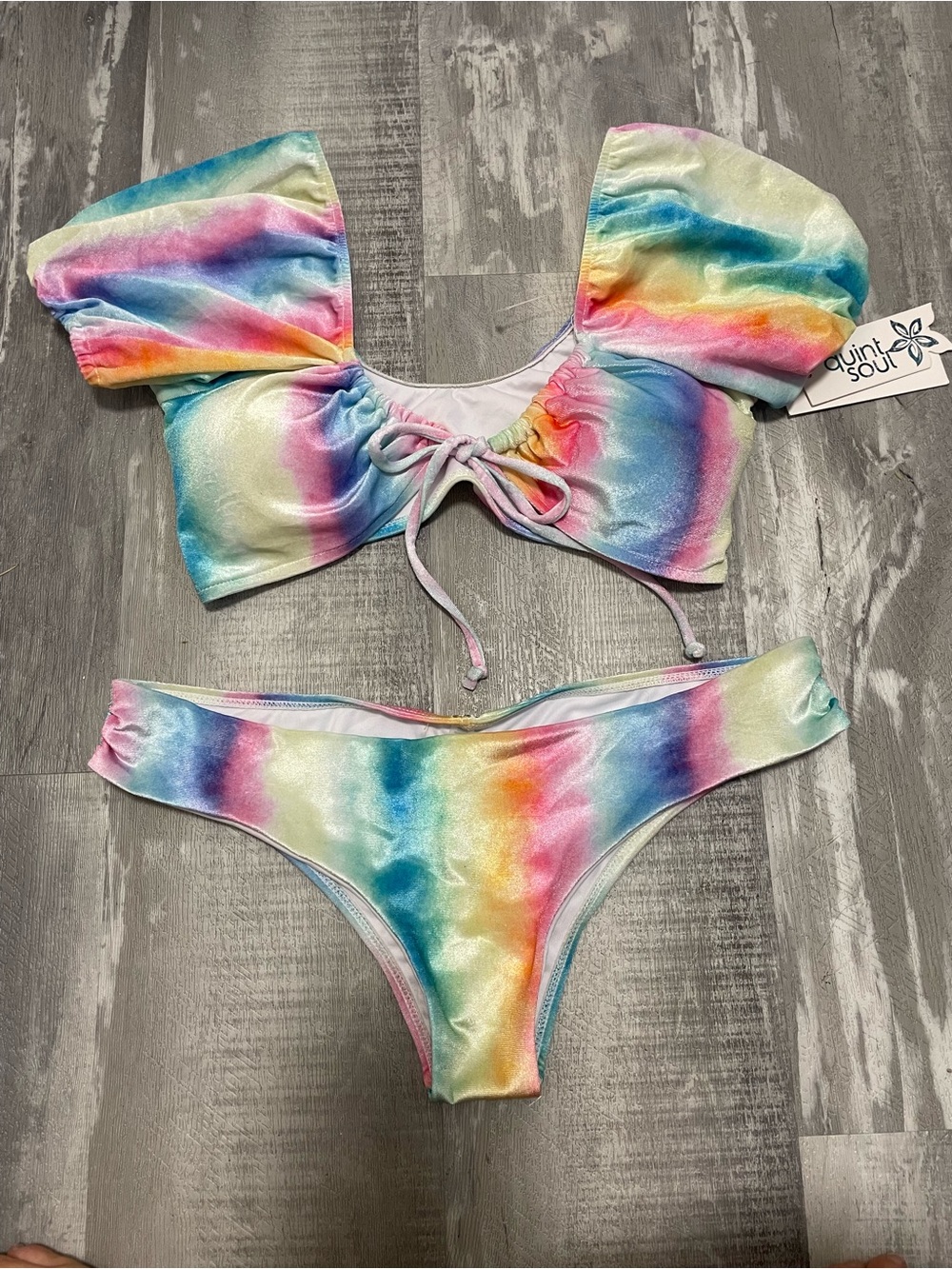 Multi Pastel Velvet Bikini - NWT